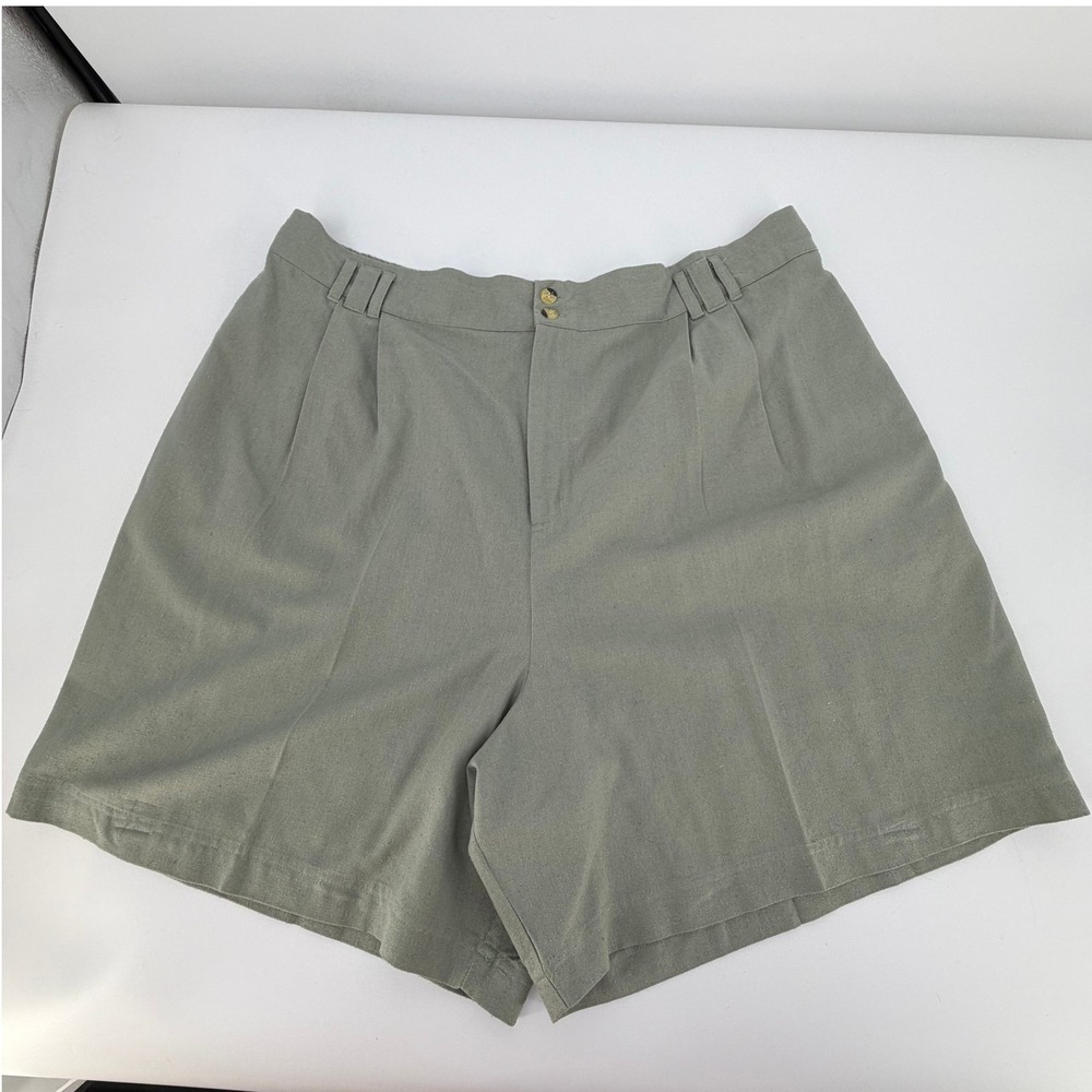 Two Twenty Shorts Women 3XL Sage Green 100% Silk Pleated High Rise Coastal Boho